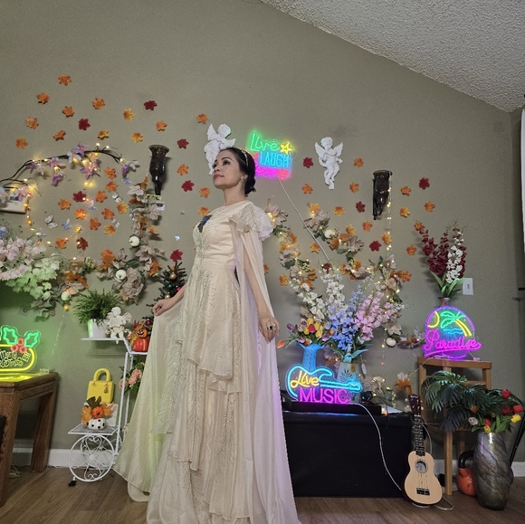 Taylor Swift style long luxury  off white prom peagant dress size 2 era tour - Picture 5 of 8